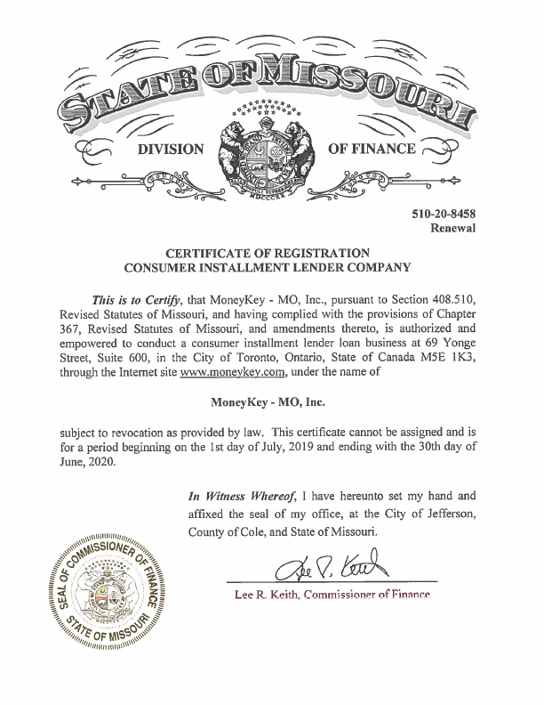 Missouri state license